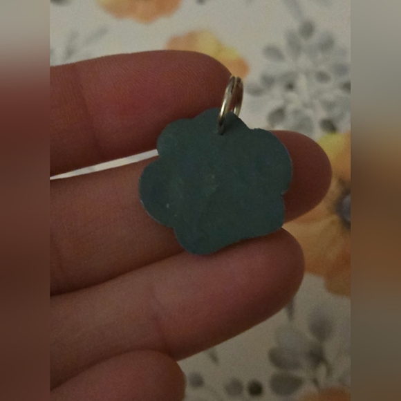 🆕️ Clay Teal/White Paw Print Stud Earrings w/ Drop Dangle Made by Local Artist - Picture 3 of 3